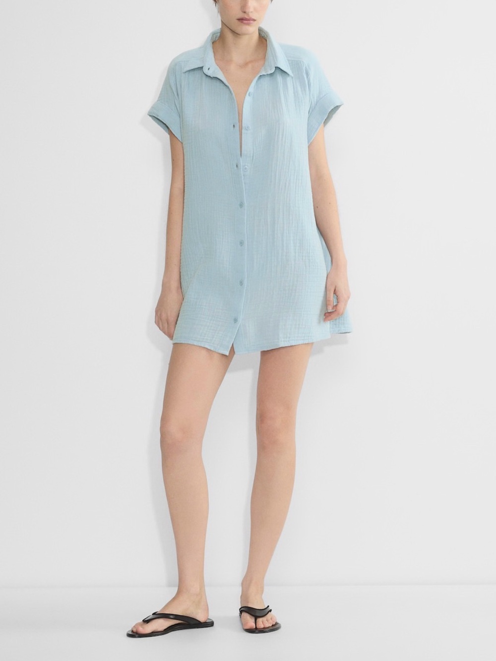 Aritzia Cream Button-Front Mini Dress